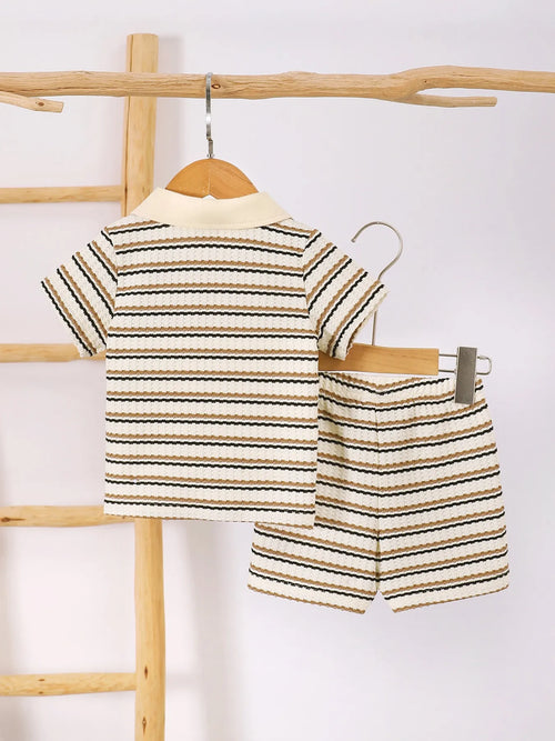 Children's Striped Short Sleeve Polo and Pants Set