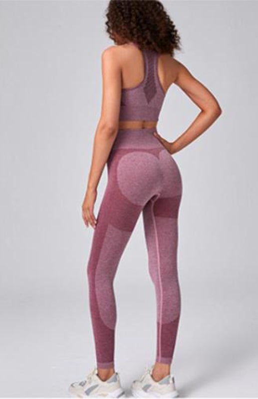 Women's Seamless Mesh Athletic Set - Quick-Dry Sports Bra & Leggings
